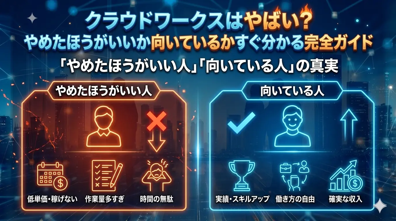 クラウドワークスはやばい？やめたほうがいいか向いているかすぐ分かる完全ガイド