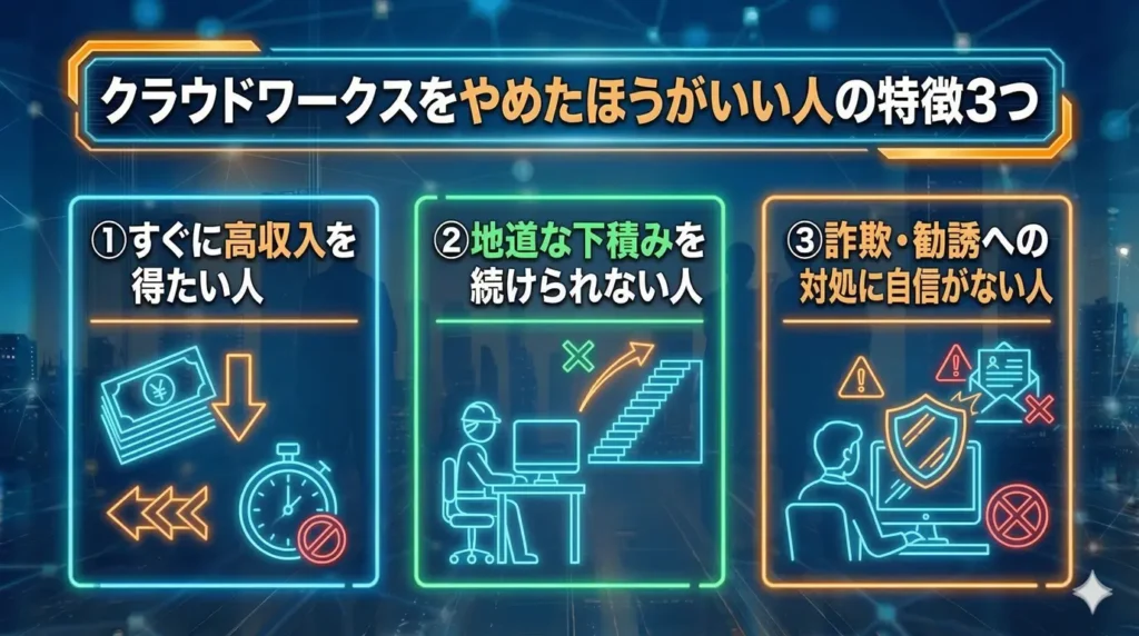 クラウドワークスをやめたほうがいい人の特徴3つ