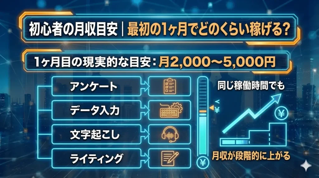 初心者の月収目安｜最初の1ヶ月でどのくらい稼げる？
