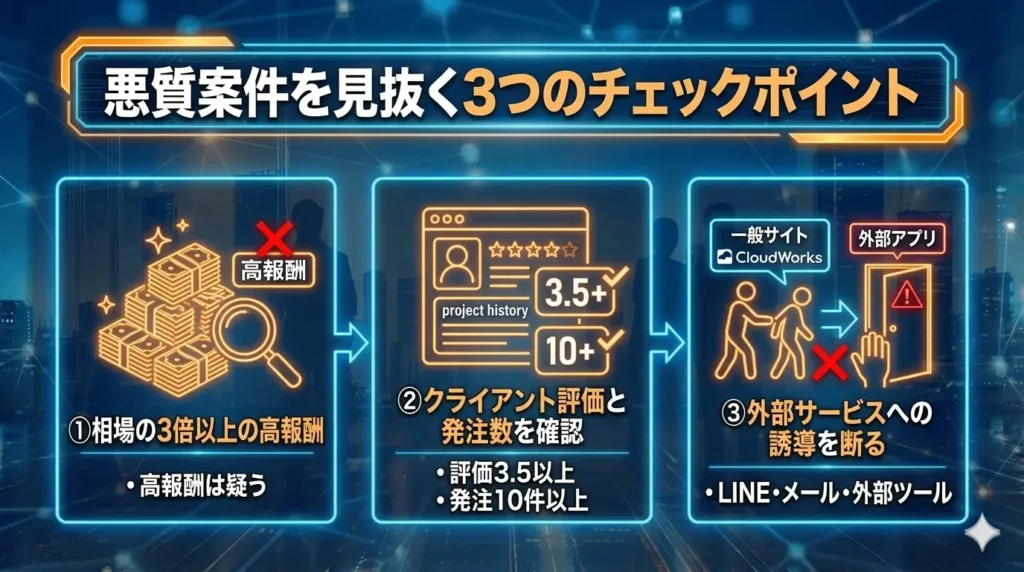 悪質案件を見抜く3つのチェックポイント