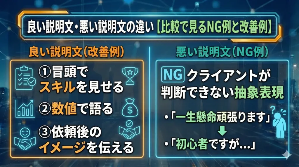 良い説明文・悪い説明文の違い【比較で見るNG例と改善例】