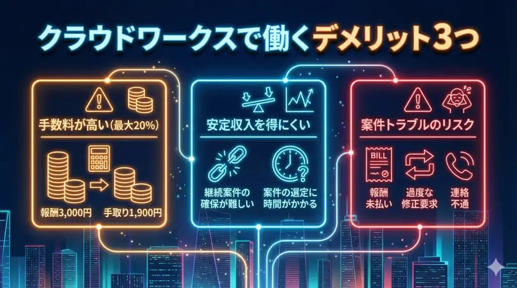 クラウドワークスで働くデメリット3つ