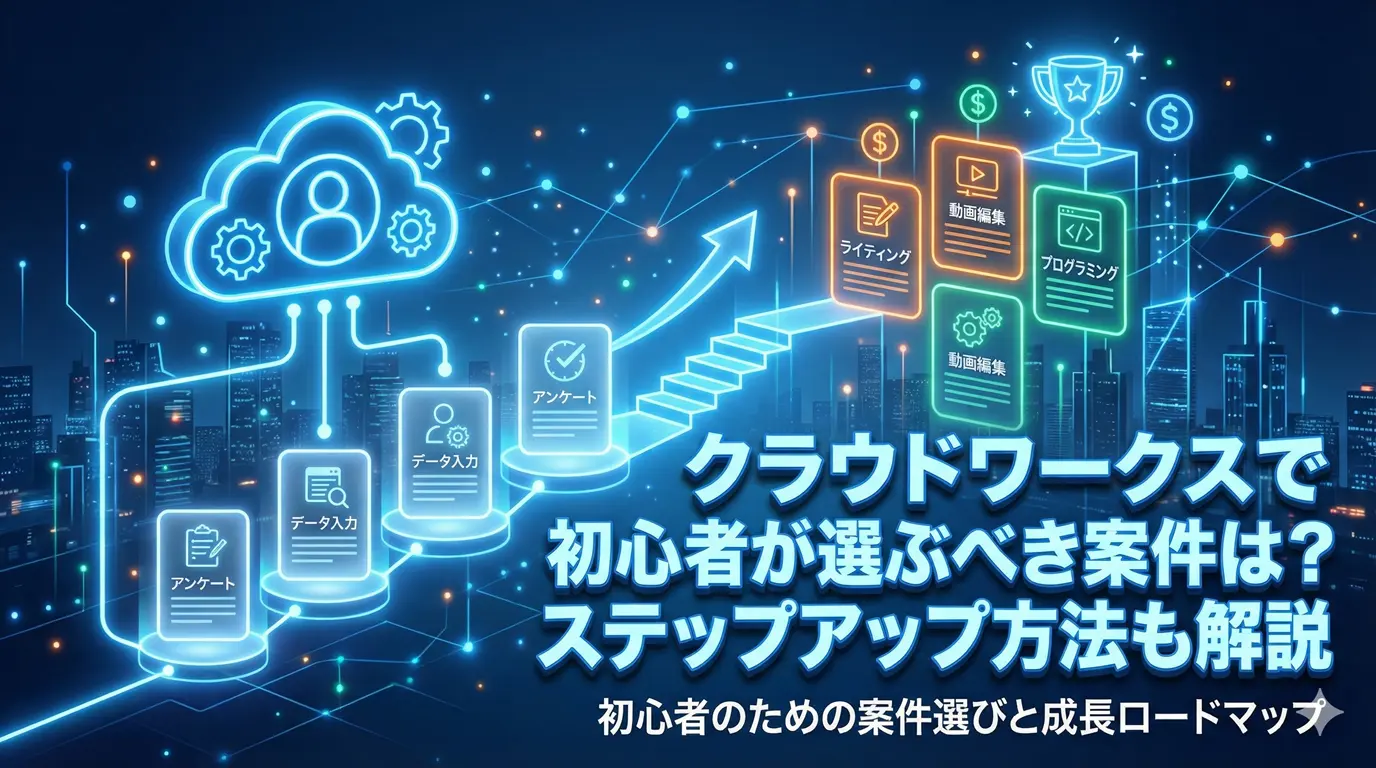 クラウドワークスで初心者が選ぶべき案件は？ステップアップ方法も解説