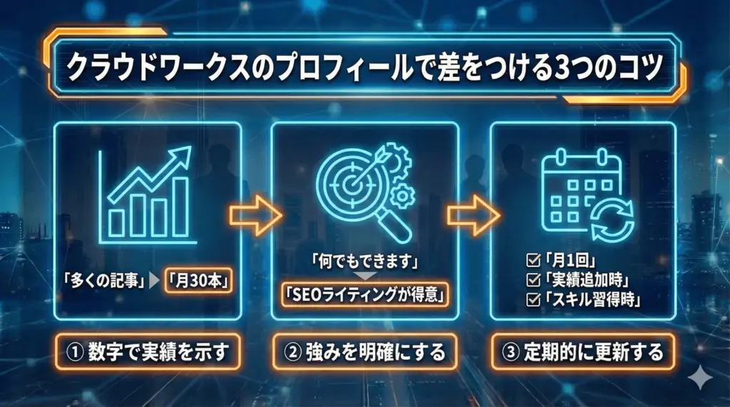 クラウドワークスのプロフィールで差をつける3つのコツ
