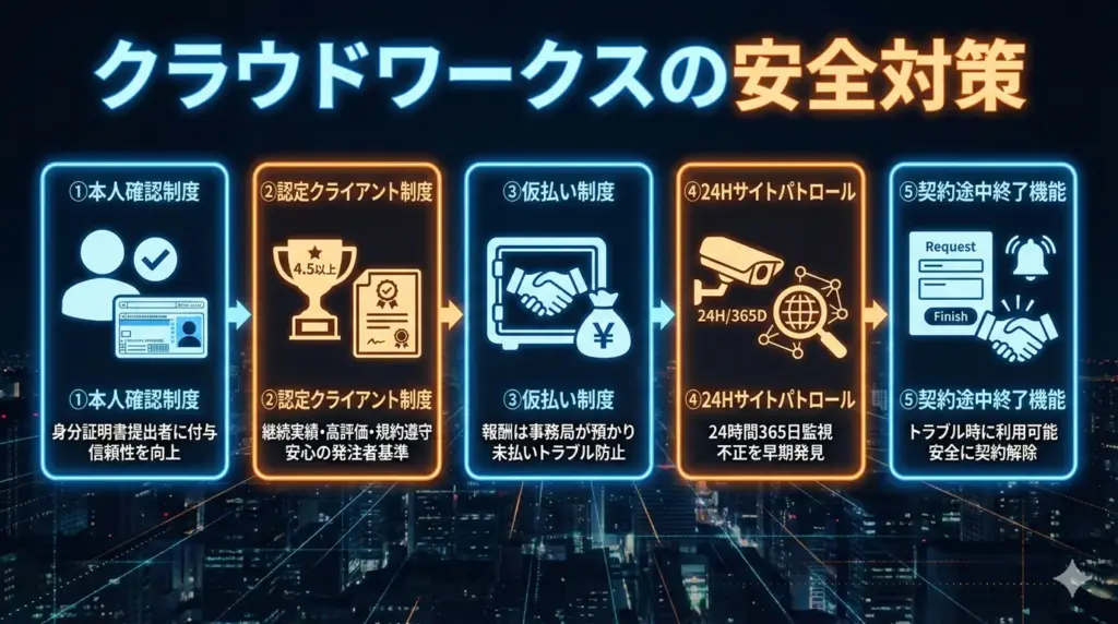 クラウドワークスの安全対策