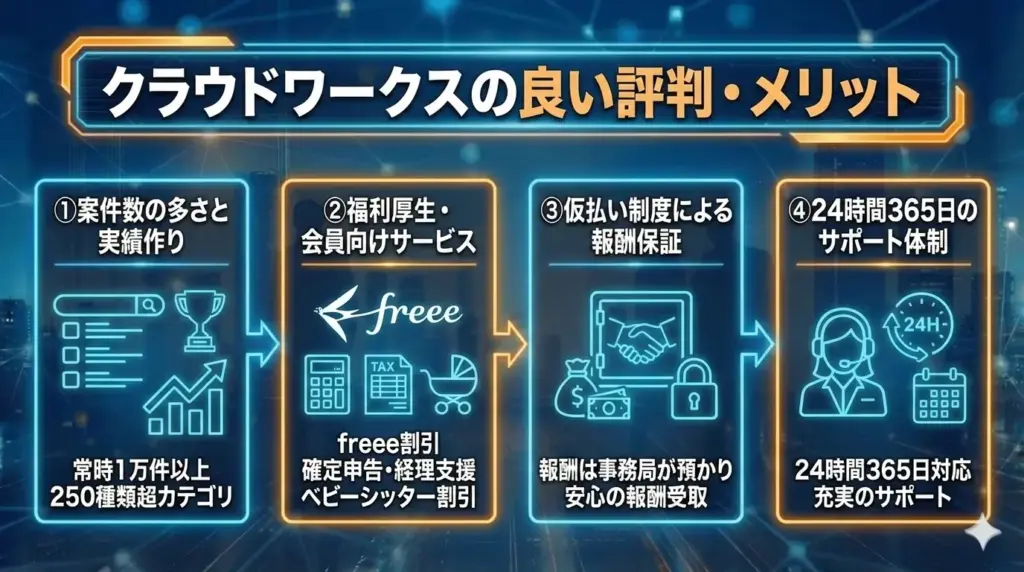 クラウドワークスの良い評判・メリット