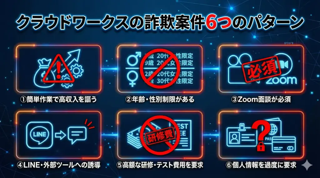 クラウドワークスの詐欺案件6つのパターン