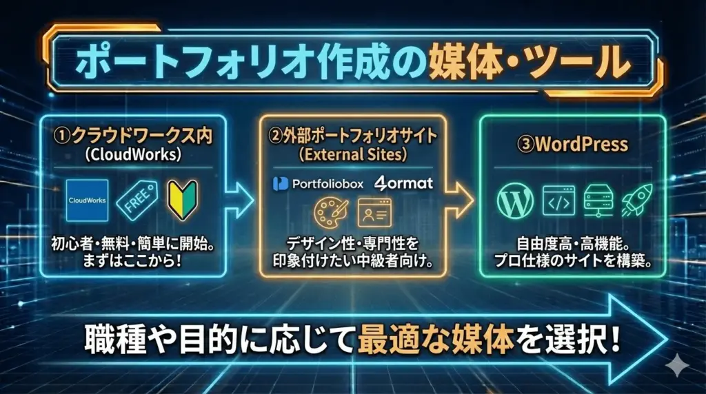 ポートフォリオ作成の媒体・ツール
