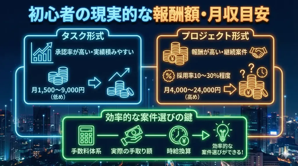 初心者の現実的な報酬額・月収目安