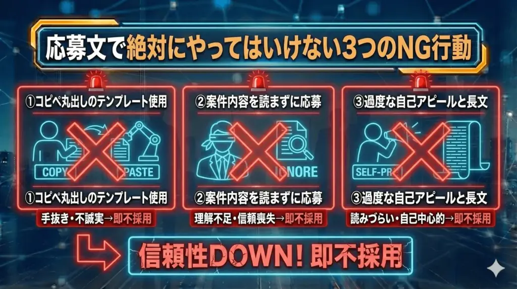 応募文で絶対にやってはいけない3つのNG行動