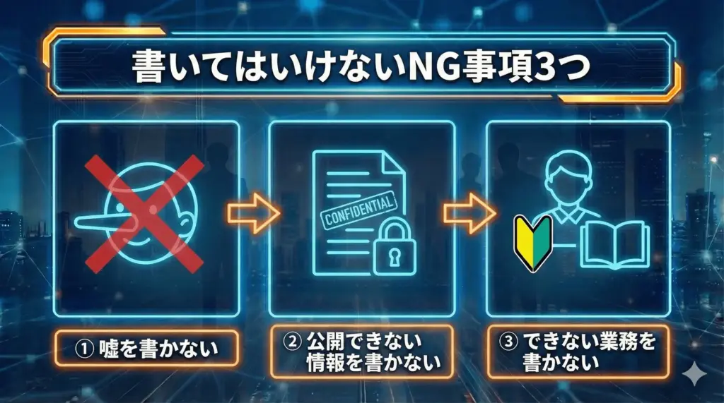 書いてはいけないNG事項3つ