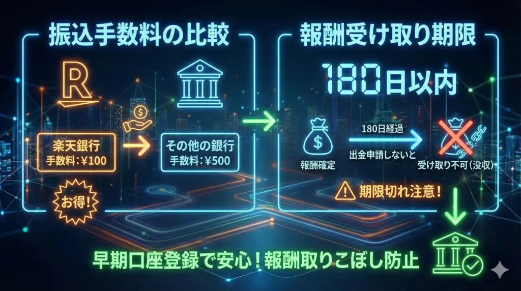 報酬を受け取るための口座登録