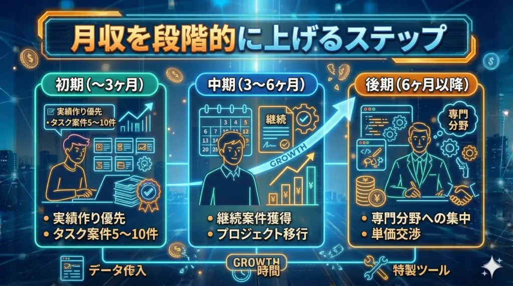 月収を段階的に上げるステップ