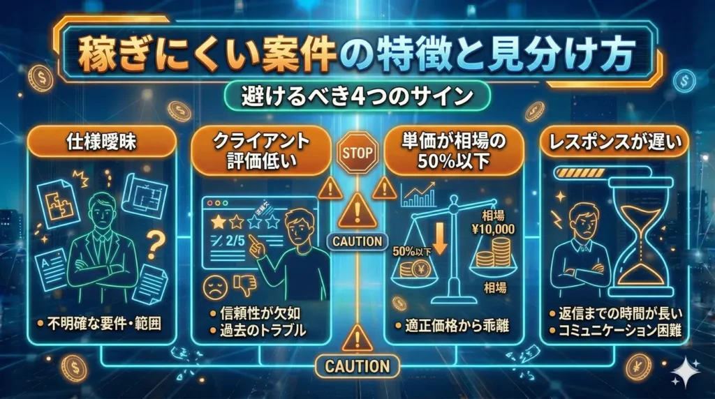 稼ぎにくい案件の特徴と見分け方