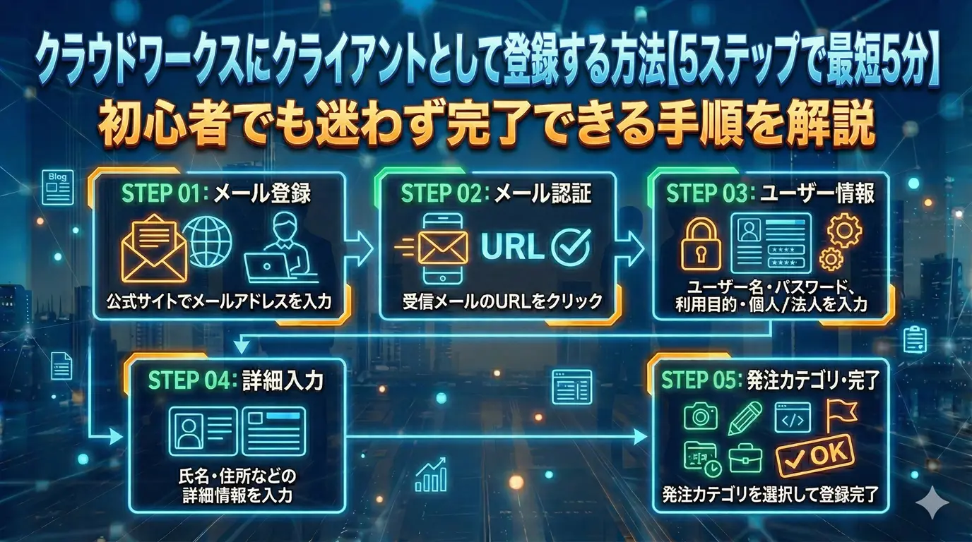 クラウドワークスにクライアントとして登録する方法【5ステップで最短5分】