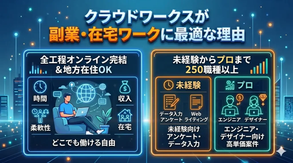 クラウドワークスは副業・在宅ワークに向いている？