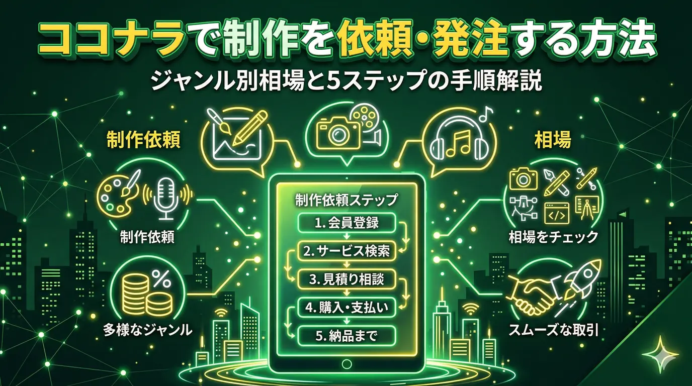 ココナラで制作を依頼・発注する方法｜ジャンル別相場と5ステップの手順解説