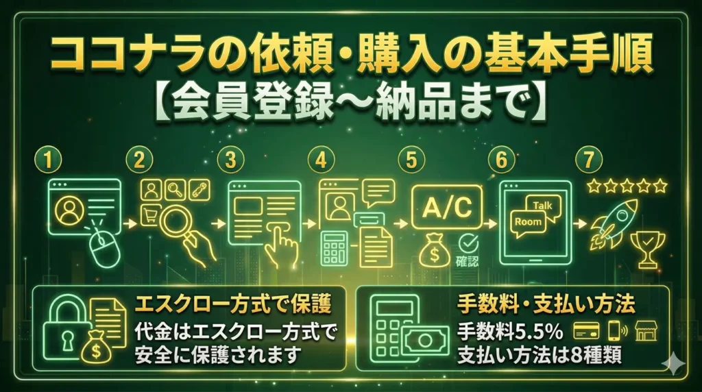 ココナラの依頼・購入の基本手順【会員登録〜納品まで】