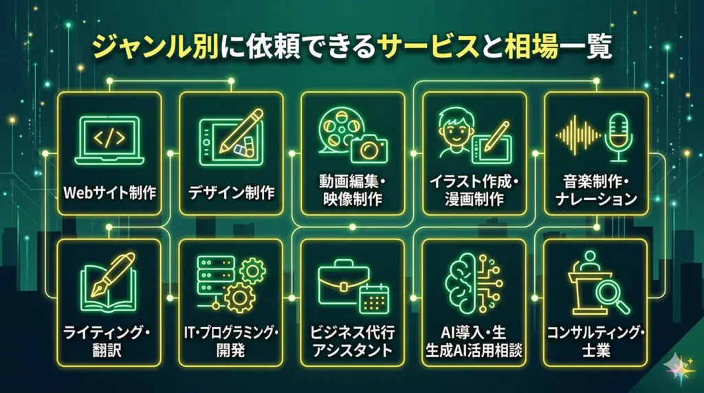 ジャンル別に依頼できるサービスと相場一覧