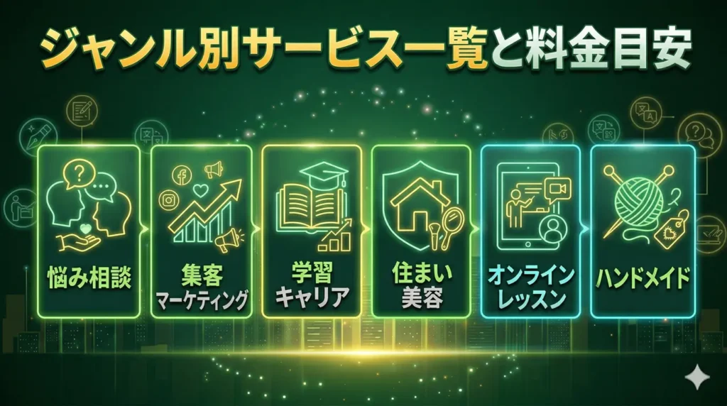 ジャンル別サービス一覧と料金目安