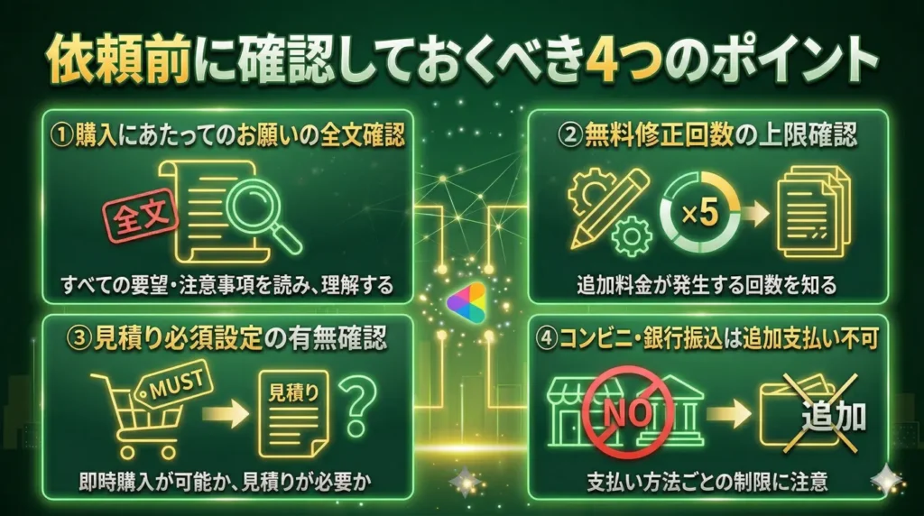 依頼前に確認しておくべき4つのポイント