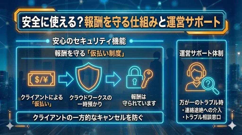安全に使える？報酬を守る仕組みと運営サポート