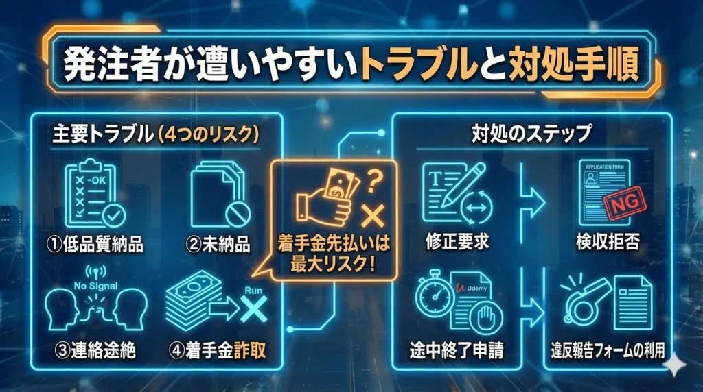 発注者が遭いやすいトラブルと対処手順