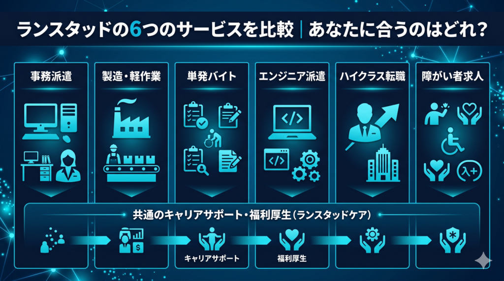 ランスタッドの6つのサービスを比較｜あなたに合うのはどれ？