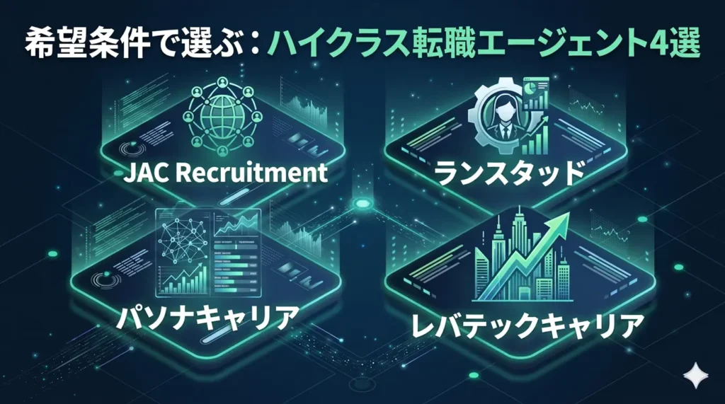 希望条件で選ぶ：ハイクラス転職エージェント4選