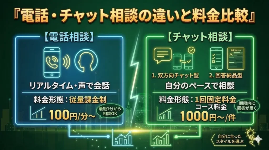 電話・チャット相談の違いと料金比較
