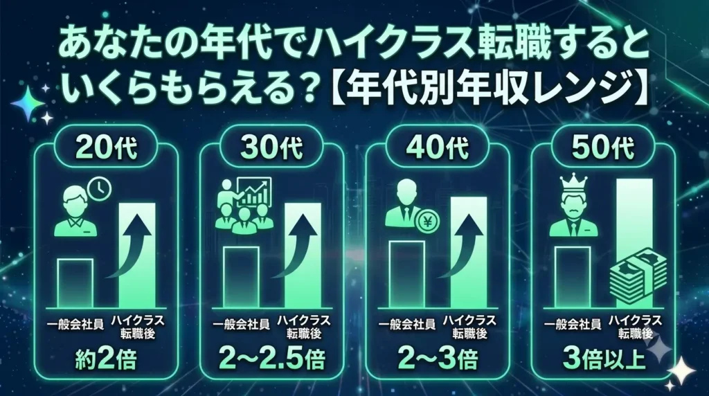 あなたの年代でハイクラス転職するといくらもらえる？【年代別年収レンジ】